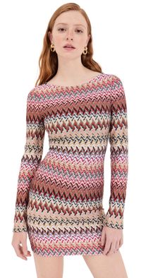 Missoni Mini Dress with Zigzag Pattern Multicolor 42