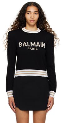 Balmain Black Cropped Sweater