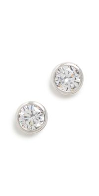 SHASHI Solitaire Bezel Stud Earrings Silver One Size