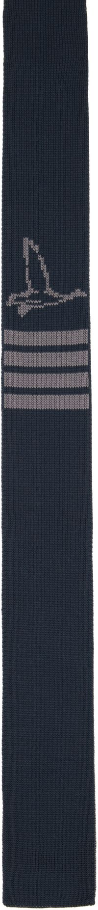 Thom Browne Navy & Gray Geese Icon Jacquard Knit Tie
