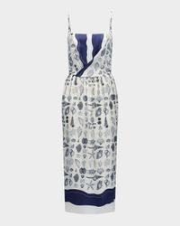 Samantha Seashell-Print Silk Midi Dress