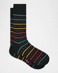 Men's Iago Spot Stripe Cotton-Stretch Crew Socks