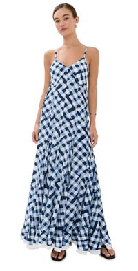 Proenza Schouler June Dress In Printed Crepe De Chine Dark Navy Multi 8