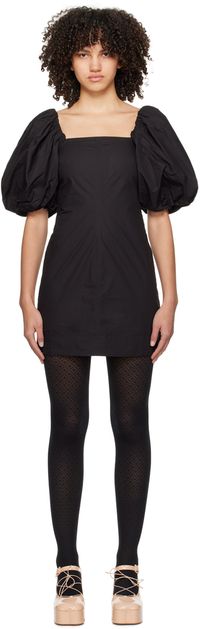 GANNI Black Twisted Sleeves Minidress