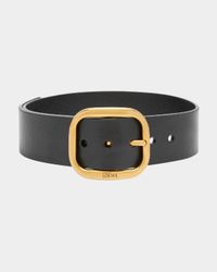 Curved Buckle Leather Belt