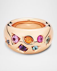 Iconica 18K Rose Gold Ring with Rainbow Stones