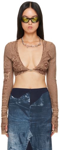 Jean Paul Gaultier T-shirt à manches longues Soleil brun