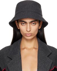 Ruslan Baginskiy Gray Monogram Embellished Bucket Hat