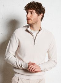 Hartford - Pull col montant en coton - Taille XL - Beige