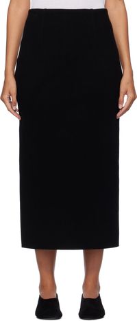 AURALEE Black Heavy Milano Rib Knit Midi Skirt