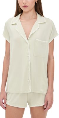 Eberjey Frida Shortie Pajama Set Mint Cream/Ivory S