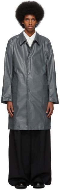 Dries Van Noten Grey Coated Cotton Coat