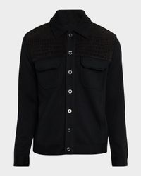 Men's Crocodile-Trim Knit Blouson