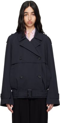 TOTEME Navy Short Cotton Trench Jacket