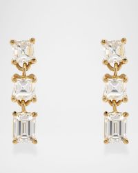 18K Yellow Gold Illusion Carre Diamond Earrings