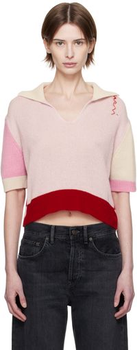 Marni Pink & Red Cashmere Colour Block Polo
