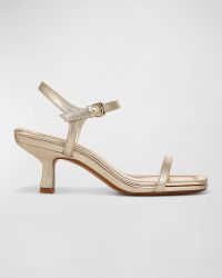 Coco Metallic Leather Kitten-Heel Sandals