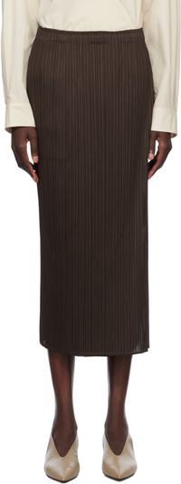PLEATS PLEASE ISSEY MIYAKE Brown Monthly Colors March Midi Skirt