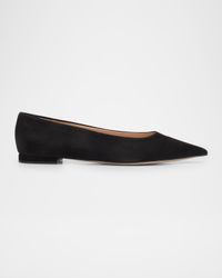 Suede Pointed-Toe Ballerina Flats