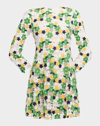 Maddox 3/4-Sleeve Floral Lace Mini Dress