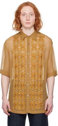 Dries Van Noten Tan Embroidered Shirt