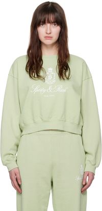 Sporty & Rich Green Vendome Cropped Sweatshirt