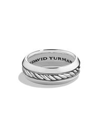 Men's Cable Inset Band Ring - Sterling Silver - Size 10
