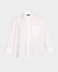 Embellished Cropped Masculine Button-Front Shirt