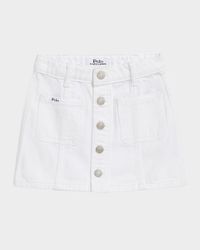 Girl's Denim Patch Pocket Mini Skirt, Size 2-6X