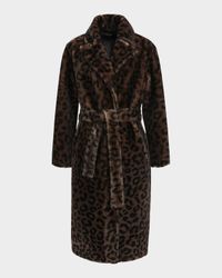 Reversible Leopard-Print Shearling Lamb Stroller With Belt