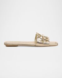 Jasmine Metallic Cutout Flat Slide Sandals