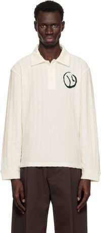 Palmes White Motif Knitted Rugby Polo