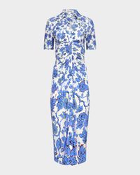 Zoey Ruched Floral-Print Midi Dress