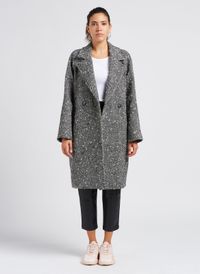 Imperial - Manteau à col tailleur large imprimé chevron - Taille M - Noir