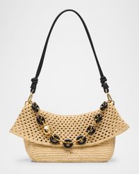 x Paula's Ibiza Ola Small Shoulder Bag in Raffia and Leather