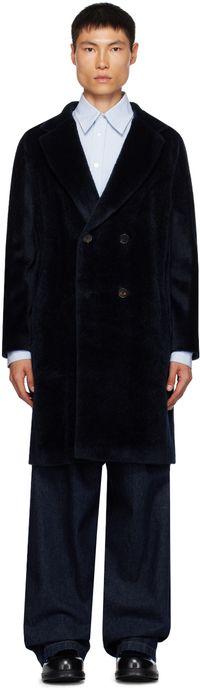 Max Mara Navy Double-Breasted Coat