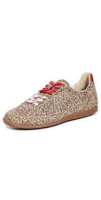 Dolce Vita Laini Sneakers Tan Leopard Printed Suede 7.5