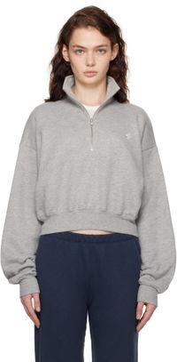 ÉTERNE Gray Cropped Half-Zip Sweatshirt