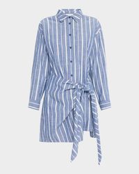 Alessandra Striped Chambray Mini Shirtdress