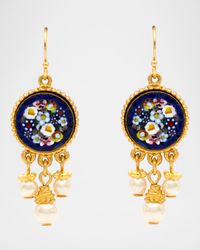 24k Gold-Plated Triple Pearl Pendant Earrings