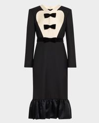 Bow Tuxedo Ruffle Midi Dress