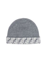 Kid's FF Wool-Cashmere Knit Beanie - Grey - Size 10