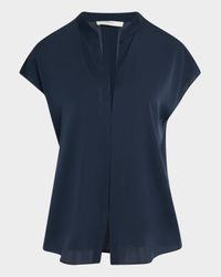 Cap-Sleeve Blouse with Hidden Placket