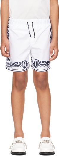 Dolce&Gabbana Kids White Bandanna Print Swim Shorts