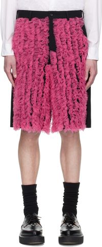 Comme des Garçons Homme Plus Black & Pink Wool Gabardine Medium & Nylon Tulle Shorts