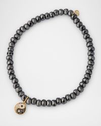 Small Diamond Yin-Yang Hematite Bead Bracelet