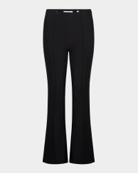Cropped Flare-Leg Pintuck Pants
