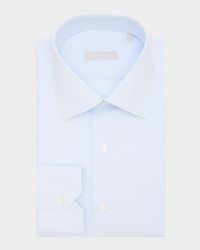 Men's Cotton Multi-Stripe Point Collar Dress Shirt