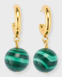 Malachite Drop Huggie Hoop Earrings