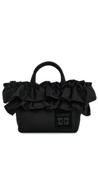GANNI Mini Shopper Ruffle Bag Black One Size